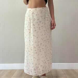 Vintage cream floral maxi skirt